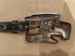 Huge! RARE! Kieselstein Sterling Eagle/Hawk Buckle W/Brown Alligator Belt Size 2