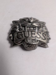 Belt Buckle Snarling Lion Tiger Big Cat 3D Silver Tone Metal Rare