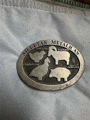 Vintage 1978 Siluetas Metalicas Pewter Belt Buckle