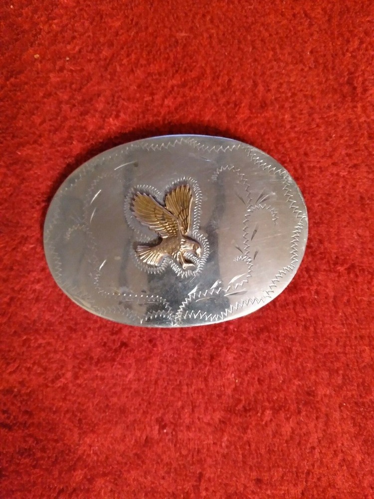 Hand Crafted STAINLESS STEEL BELT BUCKLE WITH BRASS Landing EAGLE