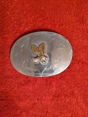 Hand Crafted STAINLESS STEEL BELT BUCKLE WITH BRASS Landing EAGLE