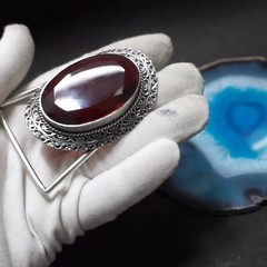 Vintage Western Belt Buckle Red Garnet glass Silver Tone Cowboy Belt Buckle