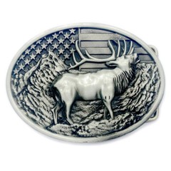 Moose Elk Deer Belt Buckle Western Cowboy American Flag Motorcyclist (YDR-02-S)