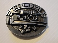 PROFESSIONAL PLUMBER PIPE WRENCH Metal Belt Buckle