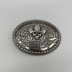 Cowboy Till Death Western Skull Belt Buckle Silver Tone Crumrine Floral Men&rsquo;s