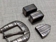 vintage 4PC belt buckle set STERLING SILVER handcrafted RANGER western NAVAJO