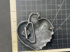 True Love – Figural Beating Heart Red & Grey Barbed Wire Belt Buckle