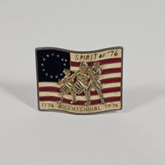 Vintage 1976 Bicentennial Spirit of &rsquo;76 Flag Belt Buckle Revolutionary War Men&rsquo;s