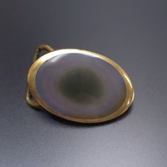 Vintage 1991 BTS Group Agate Stone Belt Buckle Brass Tone Oval Made in USA