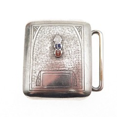 Hickok 925 Sterling Silver Antique Art Deco Enamel FLT Monogram Belt Buckle