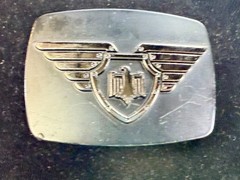 Thunderbird Shield Wings Crest Logo 90&rsquo;s Black Belt Buckle Chrome Brand #6172
