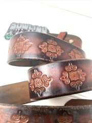 Silver Bowling Belt Buckle Vintage Buckle 1985 Leather Belt Fits 46&Prime; Length