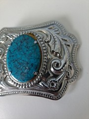 Vintage Faux Turquoise Western Themed Belt Buckle