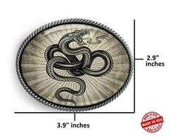Snake Belt Buckle – Wisdom and Strength Tattoo Flash Art Handmade Buckle – 815