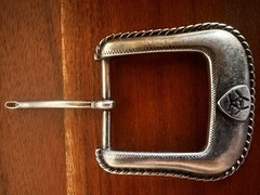 Vintage Ariat Western rope style Belt Buckle Silver Toned Rope Edge 2006