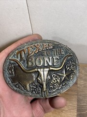 Pewter Belt Buckle The Old West Texas to the Bone antique brass finish