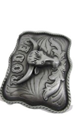 Men Buckle Silver Metal 3D Filigree Western Rodeo Bull Long Horns Texas Cow TX