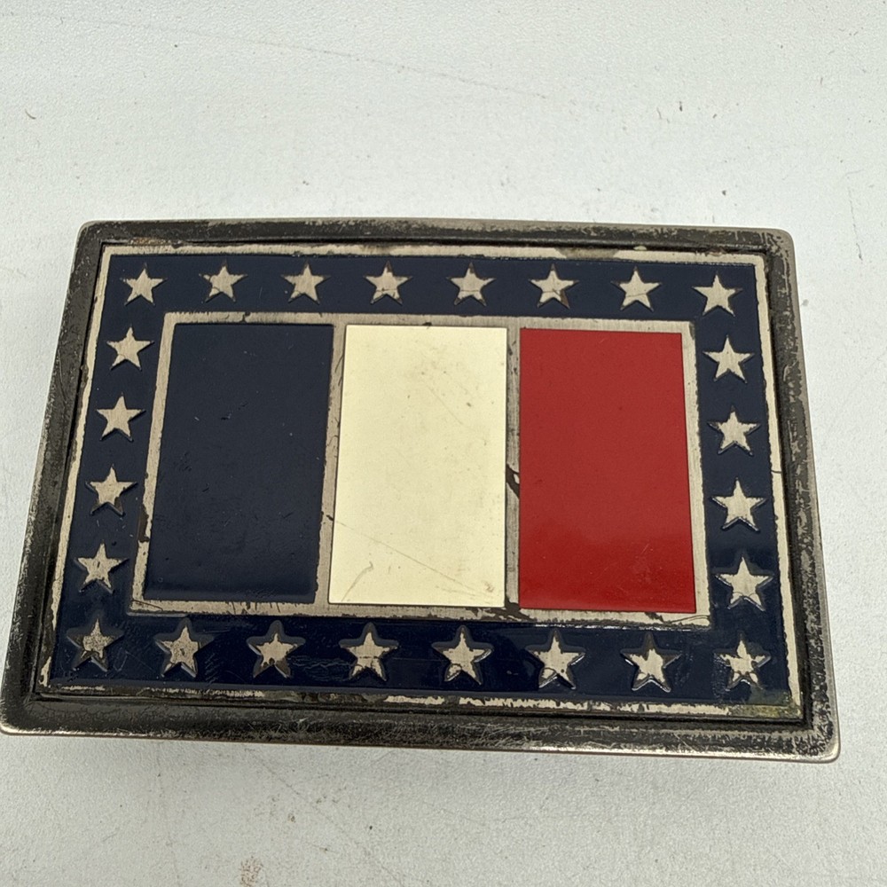 French National Flag Belt Buckle 3.25&Prime;x2.25&Prime;