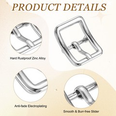 4Pcs Single Prong Belt Buckle 0.63&Prime; ID Curved Bow Buckle for Belt, Silver