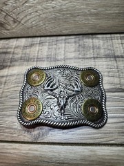 Nocona Whitetail Buck Skull Shotgun Shells Rectangular Belt Buckle 37526