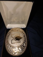 Vintage Crumrine Heavy Silver Plate Jewelers Bronze Western Buckle Oil Company