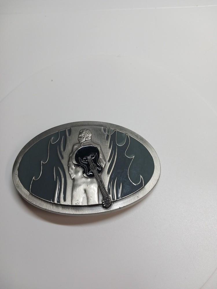 Metal Belt Buckle Guitar Music Oval Classic