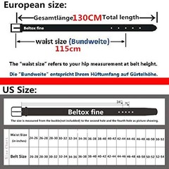 beltox fine Men’s Casual Leather Jeans 48-50, Black Belt With Buckle