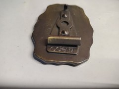 Vintage 1970s Belt Buckle Marked Alan by Oden Western Style Scalloped Edge Brass