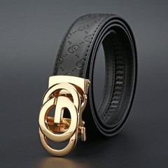 Men&rsquo;s-G-Belt-Leather-Ring CC Design-Auto Buckle- Avail in Gold & Gun Metal Gray