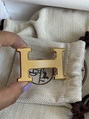 Size 95 NEW HERMÈS H Guillochee Buckle Reversible Noir/Gold Leather Strap 32mm