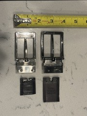 Two (2) Metallic Reversible Dress Belt Buckles 1-1/4” and 1-1/2” w 2 screws each