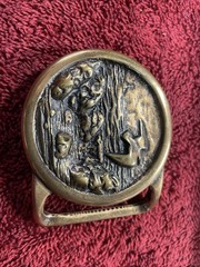 1975 Seascape Sea Gull Bird Solid Brass Belt Buckle Tech Ether Guild Vintage