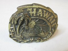 Vintage Hawaii Belt Buckle * Brass * The Great American Buckle Co. *