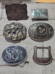 Belt Buckle Lot Of 6 Western & Misc Buckles Turquoise Coral #5407