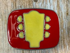 Guitar Tuning Keys And Head Stack – Cream & Red Colored Musicians Belt Buckle
