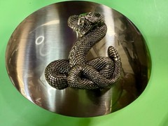 Snake Attacking Fangs Slithering Rattlesnake LARGE Silver Color NOS Belt Buckle