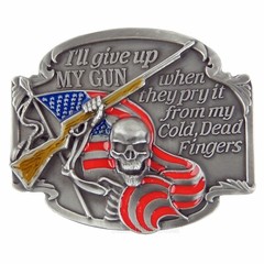 Right to Bear Arms Skeleton 2nd Amendment Gun Rights Belt Buckle Fits 1.5&Prime; Belts