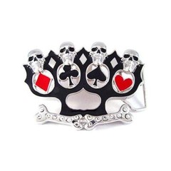 Knuckle Skull Poker Rhinestones Fashion Hip Hop Metal Belt Buckle