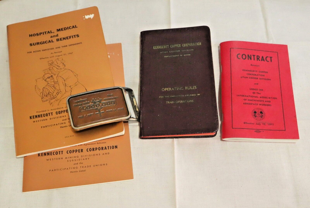 Kennecott Copper Mine LOT | *Vintage* Belt Buckle Train Operating Rules Contract