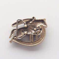 Vintage Bronze Plated Horse Jumping Sports Belt Buckle Boucle de ceinture