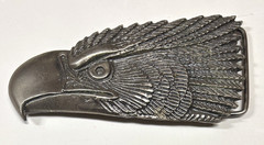 MM Limited Chicago Brass Bald Eagle Head Belt Buckle 5&Prime; Wide #120 Vintage 1975