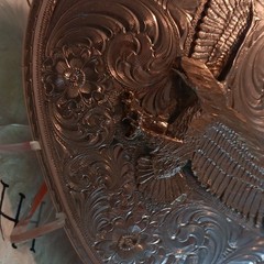 Gist Men&rsquo;s Western Oval Belt Buckle Eagle Floral Engraved 2-Tone 1.5in