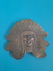 Belt buckle Indian head buckle biker relief sitting bull Sioux