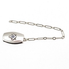 Hickok Quality Sterling Silver Antique Enamel Masonic Pocket Watch Loop Chain