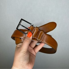 Joseph Abboud | Size 44 Brown Tan Leather Belt with Silver Buckle