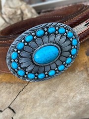 TURQUOISE CONCHO Cowboy WESTERN SILVER BELT CHRISTMAS GIFT BUCKLE Southwest