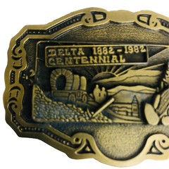 Hit Line Brass Belt Buckle Delta Centennial 1882 – 1982 Limited ED Covered Wagon