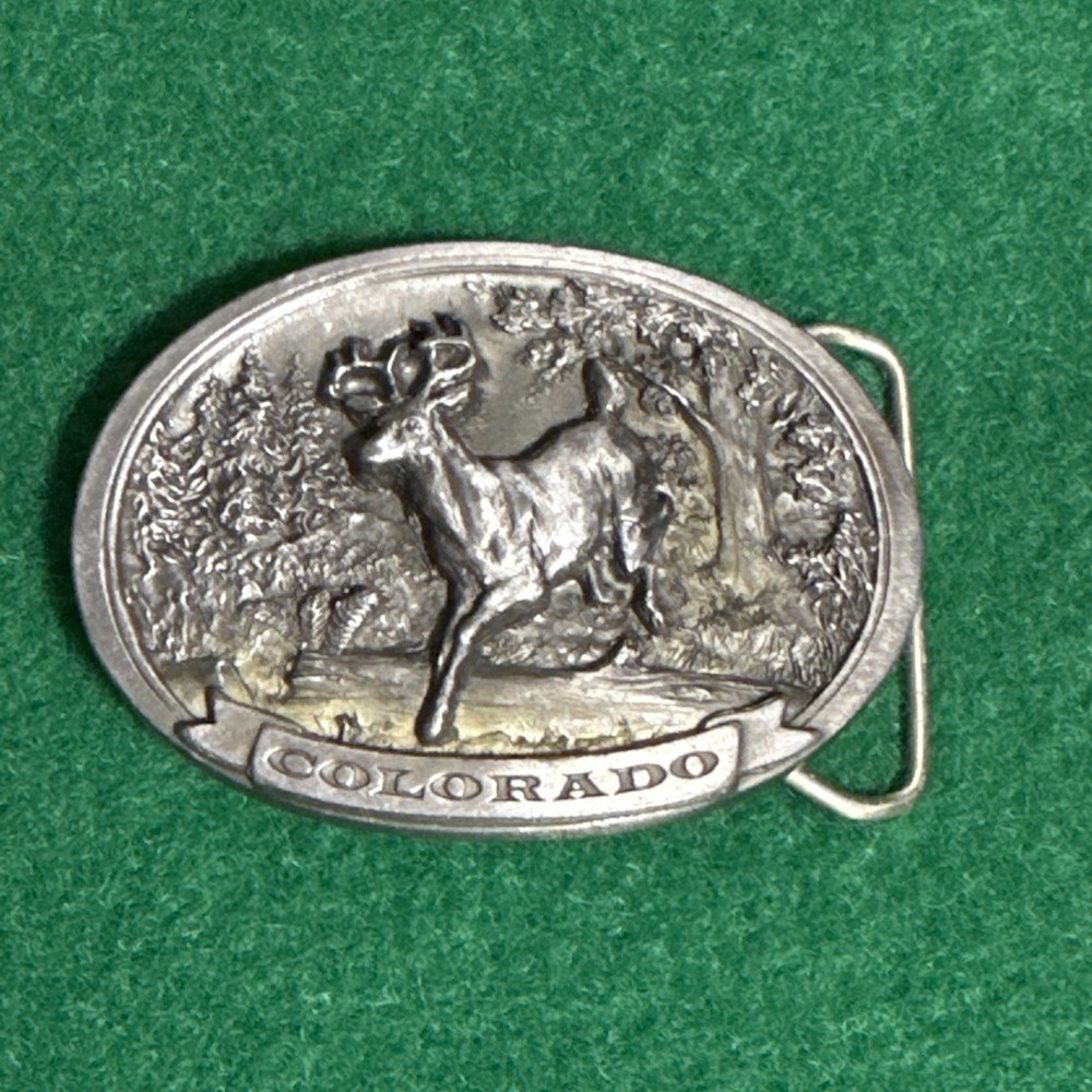 Vintage C&J Inc Colorado Buck Belt Buckle