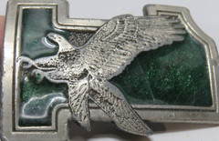 The Great American Buckle Company Belt Buckle Eagle Silver Toned Metal & Enamel