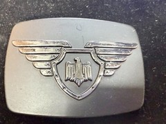 Winged Eagle Shield Black Color Vintage Chrome Brand Belt Buckle